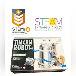 NEW Tin Can Robot Construction Toy Walking Battery Powered Motorized 4M STEAM